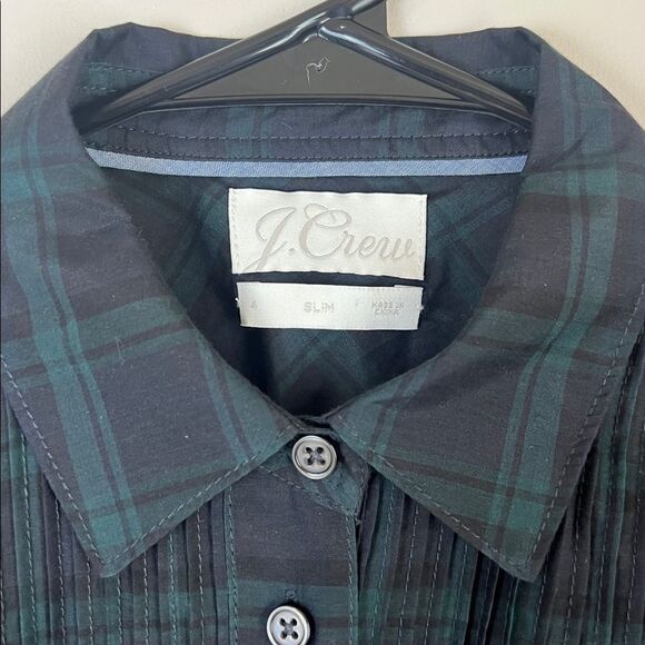 J. Crew Women'sTartan Tuxedo Shirt Blouse Button Down Shirt Cotton Silk Size 4 - Picture 4 of 10